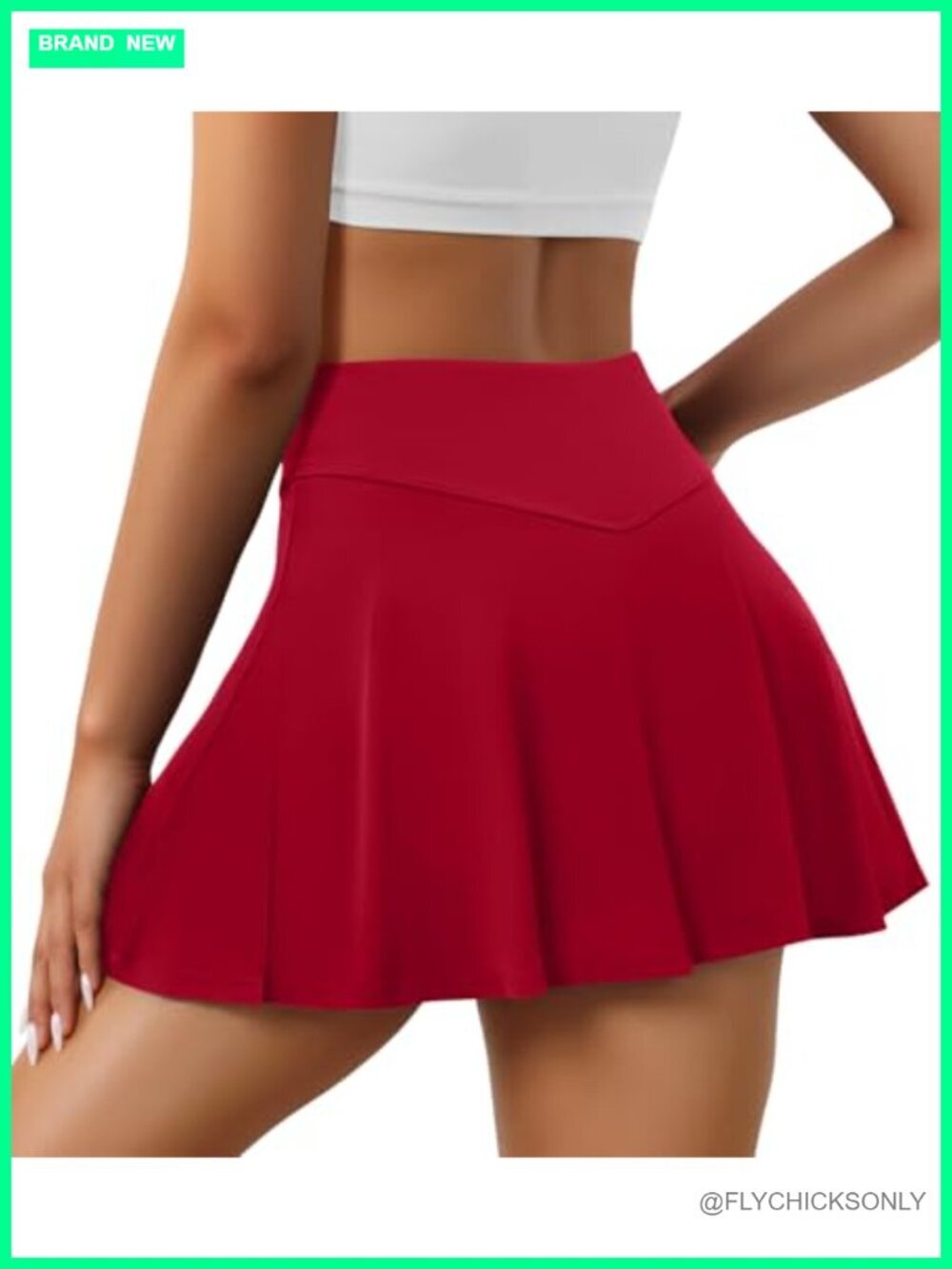 High Waisted Pleated Tennis Skort with Pockets Built-in Shorts